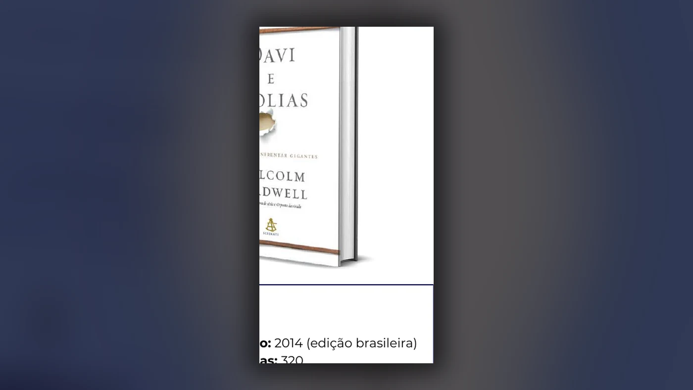 Capa do livro Davi e Golias, de Malcolm Gladwell